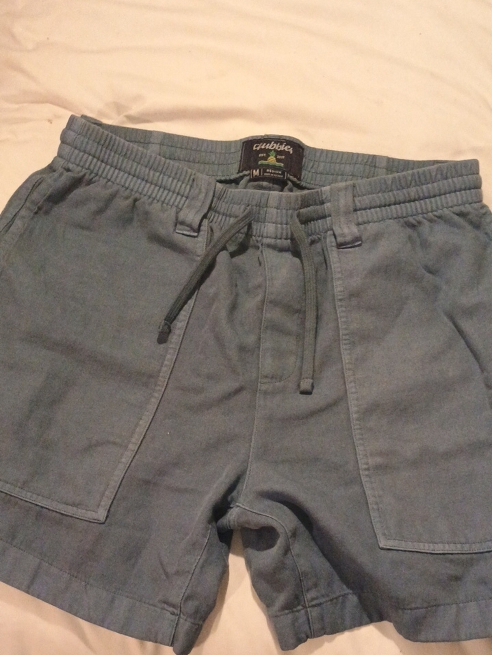 (NWOT)chubbies Men's (Off-duty)Washed Blue Elastic Waist Drawstring Shorts